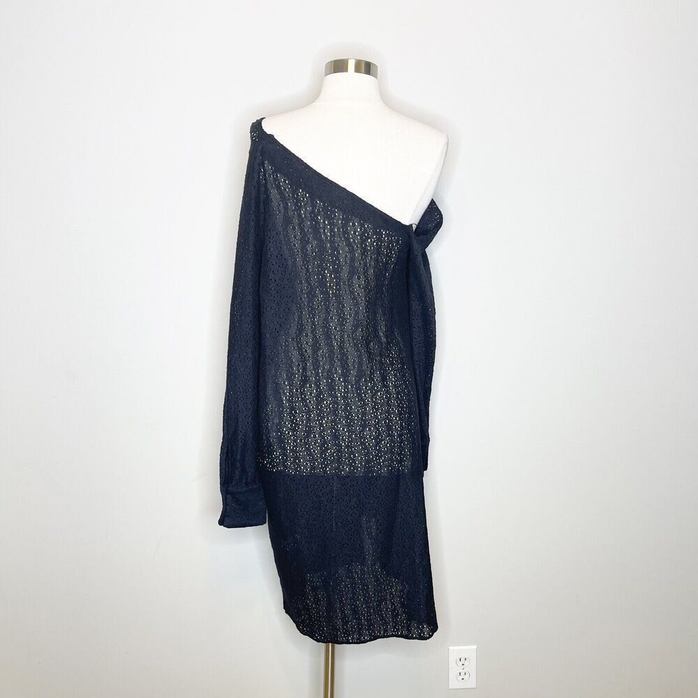 NEW Rachel Comey Size 2 Black Pout Dress Eyelet Asymmetrical Off The Shoulder - Picture 9 of 12